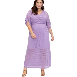 Eloquii Elements Plus Size 14 16 Crochet Maxi Dress Long Viola Purple NWT 393
